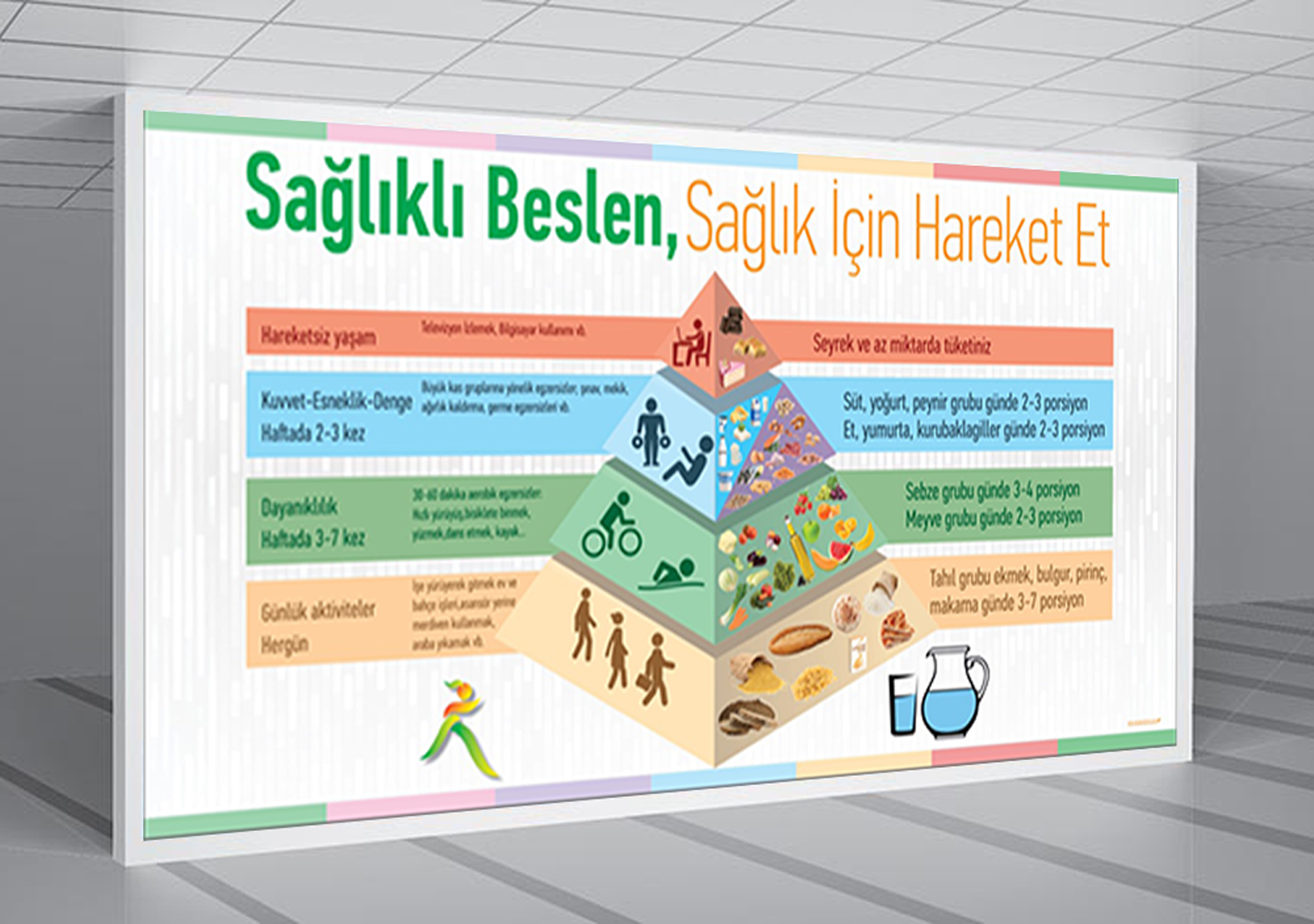  Sağlıklı Beslen, Sağlık İçin Hareket Et Okul Posteri