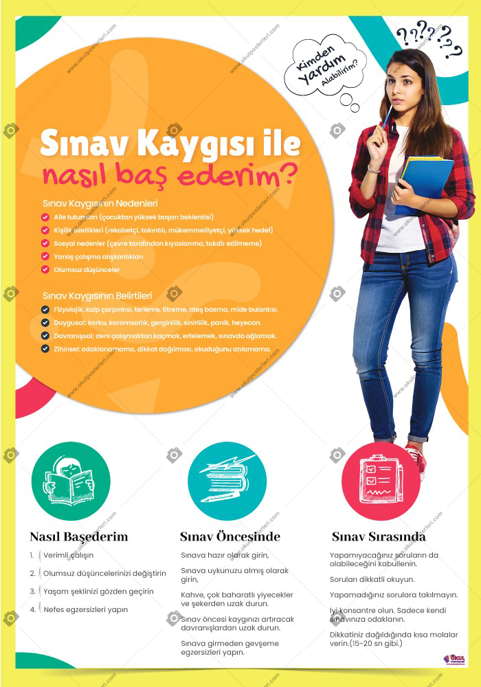 Sınav Kaygısı İle Nasıl Baş Ederim Rehberlik Posteri